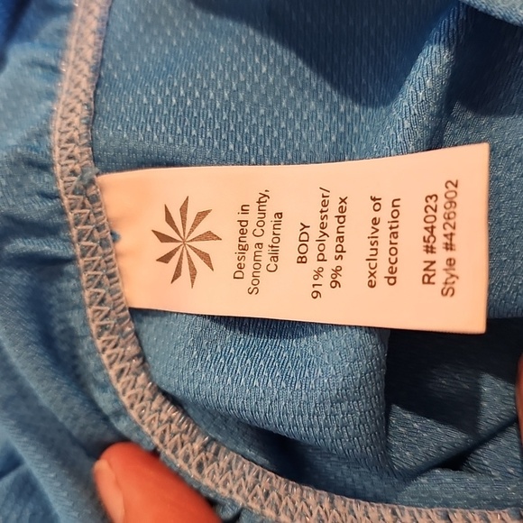 Athleta Birdie Polo Shirt 426902 Blue Ruched Athletic Top Size S EUC - Picture 7 of 8